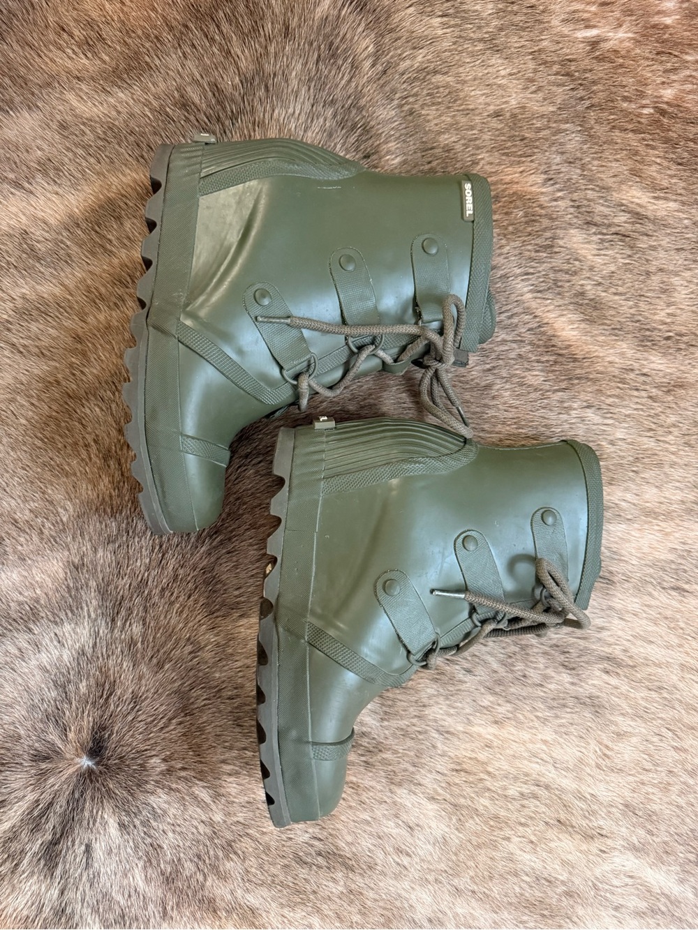 Sorel Olive Green Lace-Up Waterproof Combat Boots